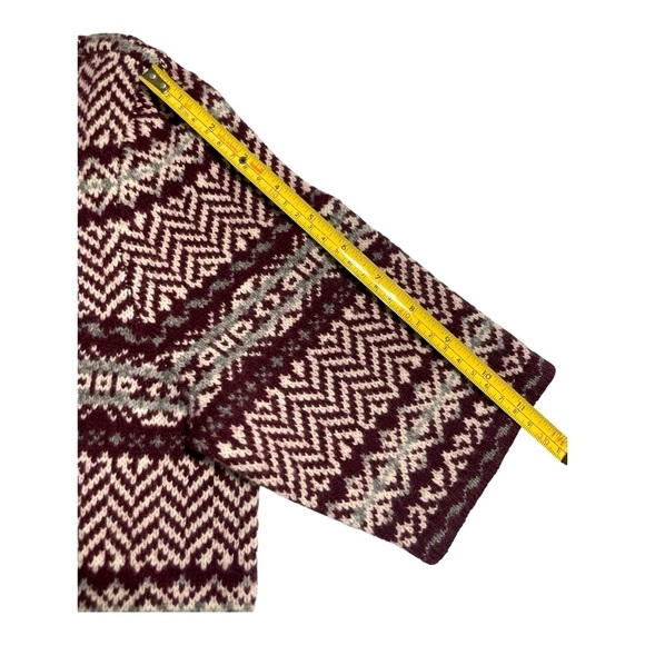 Lauren Ralph Lauren Fair Isle Knit Dress Cashmere Blend Burgundy Gray Cream Sz M - Picture 12 of 14